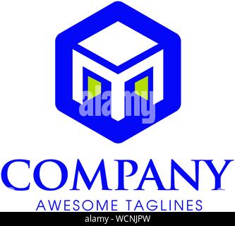 initial letter M with hexagon Shape with vector logo Stock Vector