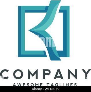 creative initial letter k with square design colorful logo vector concept Stock Vector