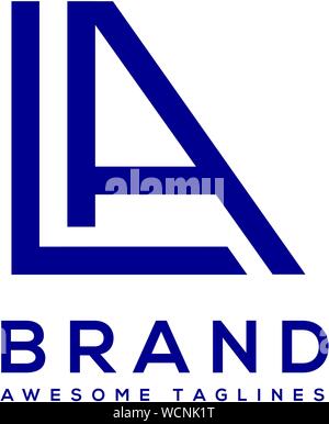 initial letter LA geometric strong logo vector illustration isolated on white background Stock Vector