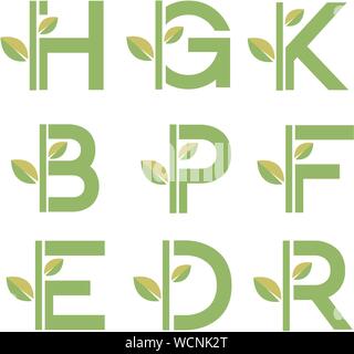 creative initial letter combination with  green leaf logo vector element Stock Vector