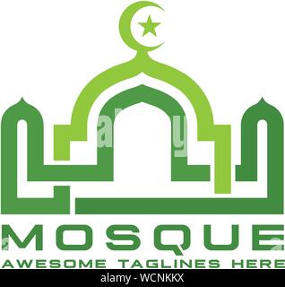 creative simple linear mosque illustration logo vector concept Stock Vector