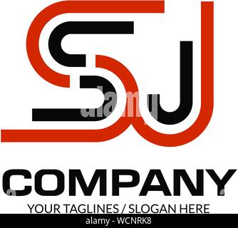 creative initial letter SJ logo design monogram logo elements Stock Vector