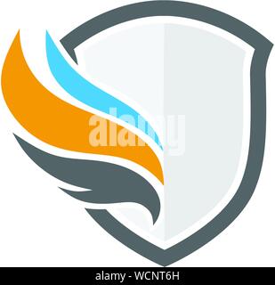 abstract creative shield and wings color logo design Stock Vector