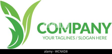green leaf as letter Y font style vector design template elements Stock Vector