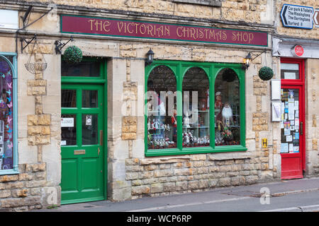 The victorian christmas shop. Bourton on the water, Cotswolds,  Gloucestershire, England Stock Photo