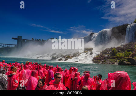 Tourists and visitors experience the natural wonder that is Niagara Falls  in a new way, up close and from the water on a cruise ship in Niagara Falls  Stock Photo - Alamy