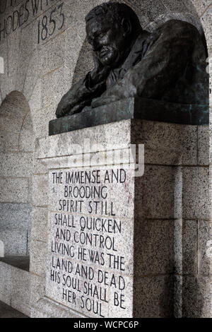 South Africa's Rhodes Memorial on the slopes of Cape Town's Devil's Peak honours British colonialist, politician and mining magnate Cecil John Rhodes Stock Photo