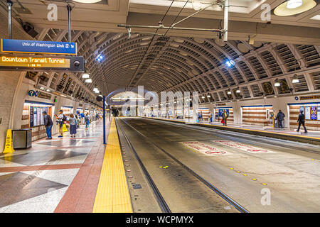 The underground bus tunnels in Seattle, Washington Stock Photo