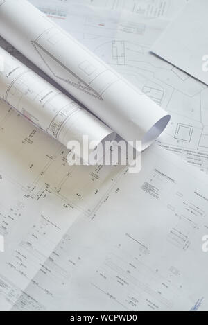 Detailed blueprints of a house Stock Photo