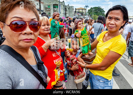 The Fluvial Procession, Dinagyang Festival, Iloilo City, Panay Island, The Philippines. Stock Photo