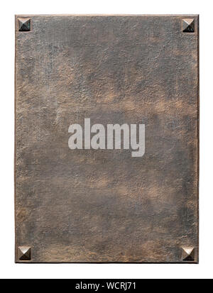 Blank, bronze plaque isolated on white background Stock Photo