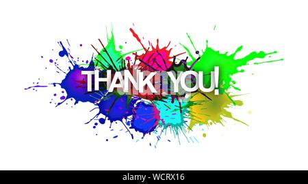 THANK YOU! The inscription on the background of colored spray paint. Flat design Stock Vector