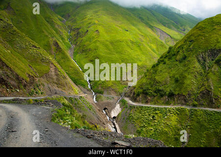 The most dangerous mountain road Georgia Tusheti, Stock Photo