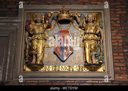 Jane Seymour's Coat of Arms outside the Chapel Royal, Hampton Court Palace, East Molesey, Surrey, England, Great Britain, United Kingdom, UK, Europe Stock Photo