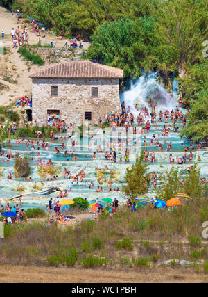 Saturnia (Italy) - The thermal waters and little village of Saturnia in the municipal of Manciano, province of Grosseto, Tuscany region Stock Photo