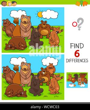 differences educational game for kids with bears and hedgehogs Stock ...