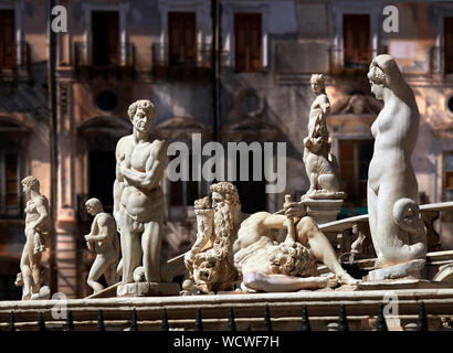 Italy, Palermo, praetorian fountain, 1554, marble. Artist: Francesco Camilliani Stock Photo