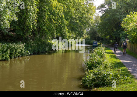 BATH, ENGLAND - JULY 2019: Scenic view of the Kennet & Avon Canal near the city of Bath Stock Photo