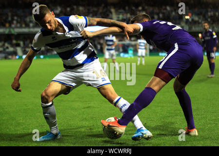 Zagreb, Croatia. 15th July, 2023. Jan Mlakar of Hajduk Split and Fran Topic  of Dinamo Zagreb in action during the Supersport Supercup match between GNK  Dinamo Zagreb and HNK Hajduk Split at