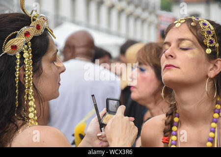 RIO DE JANEIRO, BRAZIL, MARCH, 03, 2019: Revelers have a great time dressed up in the Cordão do Boi Tata block in downtown Rio de Janeiro Stock Photo
