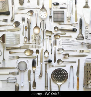 Directly Above Shot Of Kitchen Utensils On Table