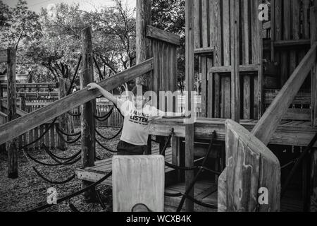 Little Boy On A Jungle Gym Stock Photo 280653128 Alamy