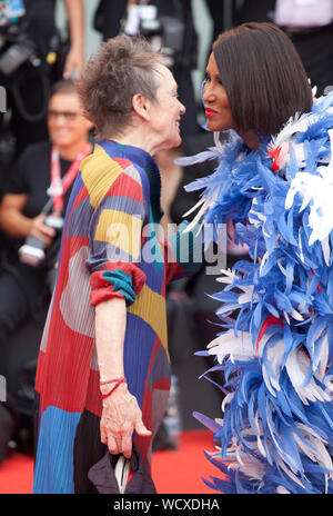 Laurie Anderson, and Iman Mohamed Abdulmajid at the Opening Ceremony and gala screening of the film The Truth (La Vérité) at the 76th Venice Film Festival, Sala Grande on Wednesday 28th August 2019, Venice Lido, Italy. Credit: Doreen Kennedy/Alamy Live News Stock Photo