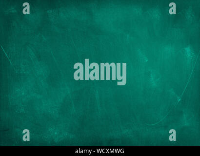 Chalk rubbed out on green chalkboard background Stock Photo