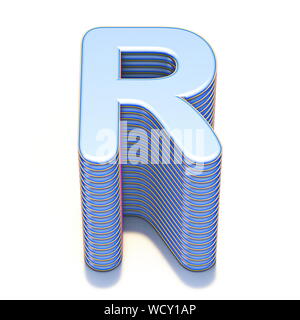 Blue extruded font Letter R 3D render illustration isolated on white background Stock Photo