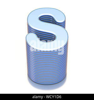 Blue extruded font Letter S 3D render illustration isolated on white background Stock Photo