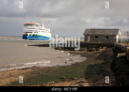 Isle of Wight Wightlink ferry sailing out from Fishbourne towards Portsmouth across the Solent Stock Photo