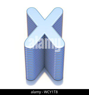 Blue extruded font Letter X 3D render illustration isolated on white background Stock Photo