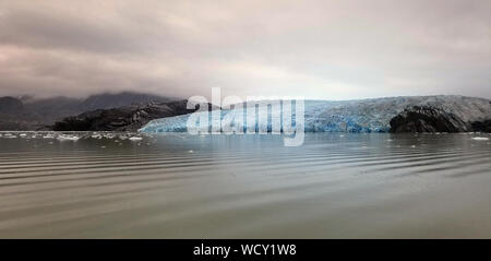 The receding Grey Glacier on the Southern Ice Field in Patagonia in the Torres del Paine National Park in Chilen Patagonia Stock Photo