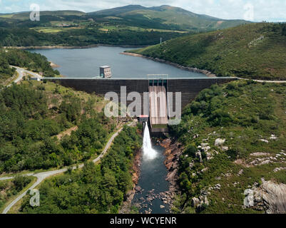 Hydroelectric Power Generation At Dam in Ezaro Spain Stock Photo