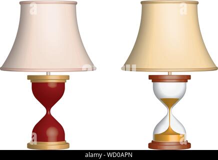 Table lamp. Hourglass body. 3D effect vector Stock Vector