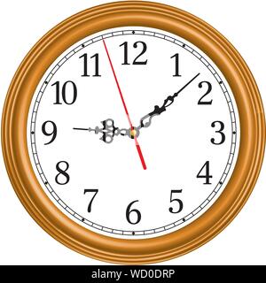 Round wall clock. Home decor. Vector illustration Stock Vector