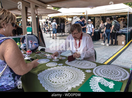 Vendor at the Maim Market Square, Krakow Poland Stock Photo