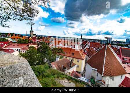 Panorama of Old Town, Tallinn Estonia from Bell Tower of St. Mary's Cathedral on Toompea Hill Stock Photo