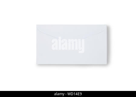 Close up Paper envelope isolated on white background with clipping path. Paper envelope di cut with path simply use to create your any design. Stock Photo