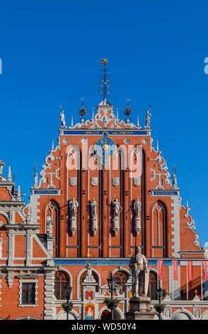 House of Blackheads and Schwab House, Town Hall Square, Old Town, Riga, Latvia, Northern Europe, Stock Photo