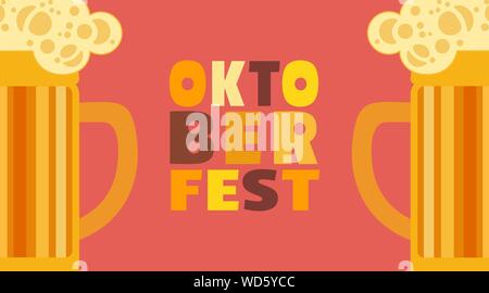 Oktoberfest hand drawn beer mugs lettering Stock Vector