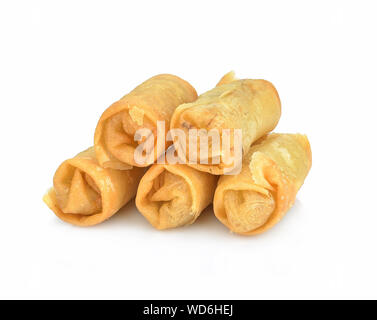 Fried Chinese Traditional Spring rolls food isolated on white background Stock Photo