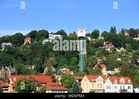 Dresden, Germany, July 13 2019: old funicular in Dresden's district Loschwitz Stock Photo