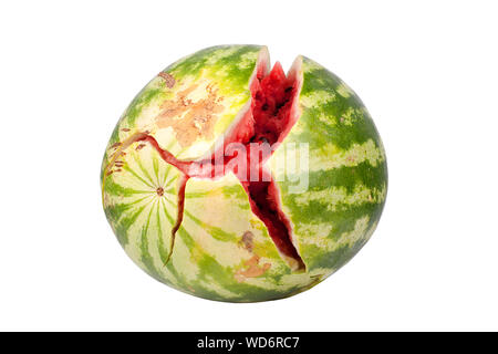 Broken watermelon on white background isolated close up Stock Photo