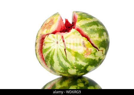 Broken watermelon on white background isolated close up Stock Photo