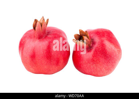 Two red pomegranates on white background isolated close up Stock Photo