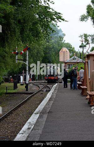 Ex GWR 14xx class No 1450 with a GWR autocoach train at Didcot Railway Centre, Oxfordshire Stock Photo