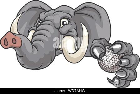 Elephant Golf Ball Sports Animal Mascot Stock Vector