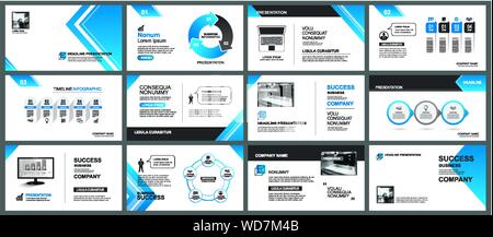 Presentation and slide layout background. Design blue gradient arrow template. Use for business annual report, flyer, marketing, leaflet, advertising, Stock Vector