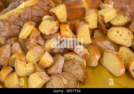 semolina bread cut and presented on a tray Stock Photo